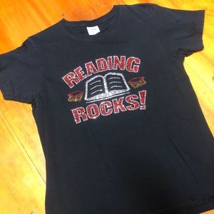 Reading Rocks black t-shirt